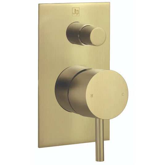 JTP Vos Manual Concealed Shower Valve with Diverter - Brushed Brass - Envy Bathrooms Ltd