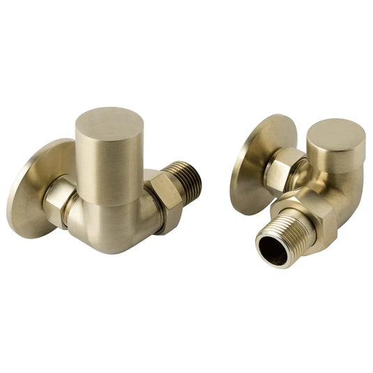 JTP Vos Manual Corner Radiator Valves - Brushed Brass - Envy Bathrooms Ltd