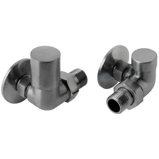 JTP Vos Manual Corner Radiator Valves Pair - Brushed Black - Envy Bathrooms Ltd