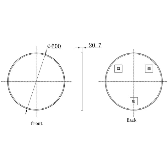 JTP Vos Round Bathroom Mirror 600mm Wide - Brushed Brass - Envy Bathrooms Ltd