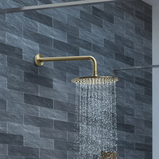 JTP Vos Round Fixed Shower Head 250mm Diameter - Brushed Brass - Envy Bathrooms Ltd