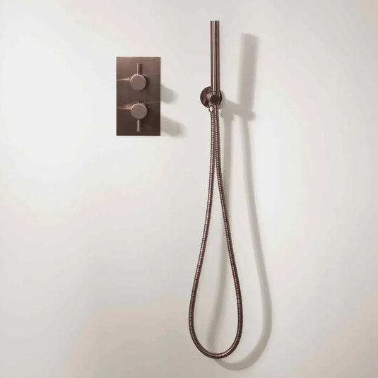 JTP Vos Round Shower Handset with Holder and Hose - Brushed Bronze - Envy Bathrooms Ltd