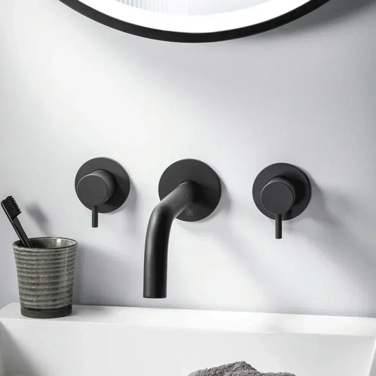 JTP Vos Round Wall Mounted Valves 70mm Wide - Matt Black - Envy Bathrooms Ltd