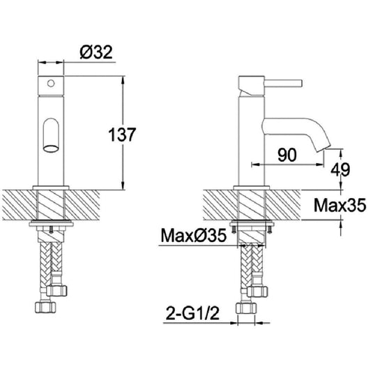 JTP Vos Single Lever Mini Basin Mixer Tap - Brushed Brass - Envy Bathrooms Ltd