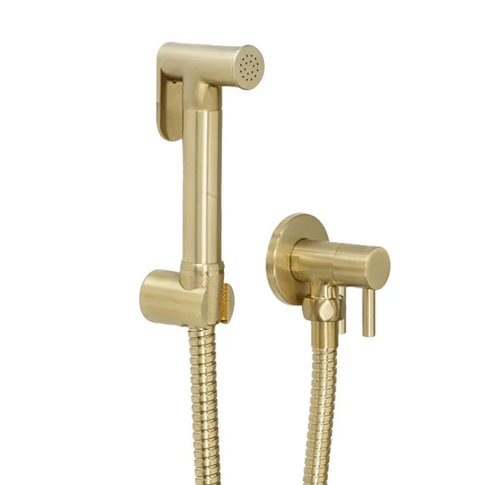 JTP Vos Single Lever Wall Mounted Douche Set with Angle Valve - Brushed Brass - Envy Bathrooms Ltd