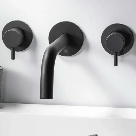 JTP Vos Slim Basin Spout 250mm Long - Matt Black - Envy Bathrooms Ltd
