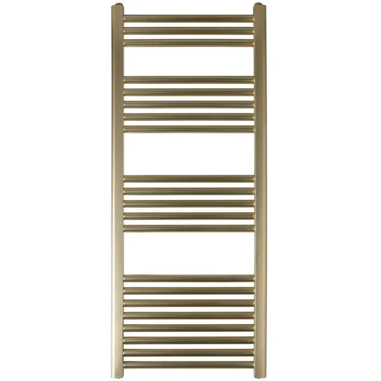 JTP Vos Straight Heated Towel Rail 1200mm H x 500mm W - Brushed Brass - Envy Bathrooms Ltd