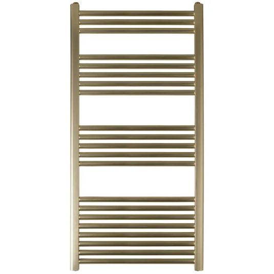 JTP Vos Straight Heated Towel Rail 1200mm H x 600mm W - Brushed Brass - Envy Bathrooms Ltd