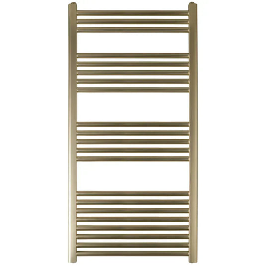 JTP Vos Straight Heated Towel Rail 1200mm H x 600mm W - Brushed Brass - Envy Bathrooms Ltd