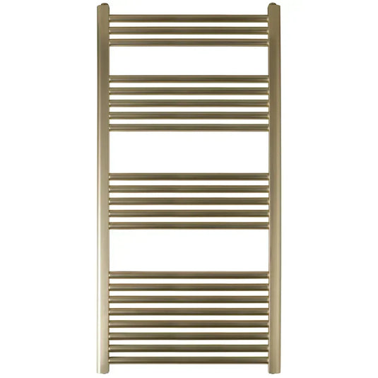 JTP Vos Straight Heated Towel Rail 1200mm H x 600mm W - Brushed Brass - Envy Bathrooms Ltd