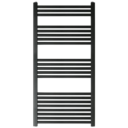 JTP Vos Straight Heated Towel Rail 1200mm H x 600mm W - Matt Black - Envy Bathrooms Ltd