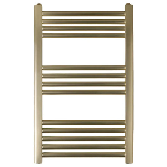 JTP Vos Straight Heated Towel Rail 800mm H x 500mm W - Brushed Brass - Envy Bathrooms Ltd