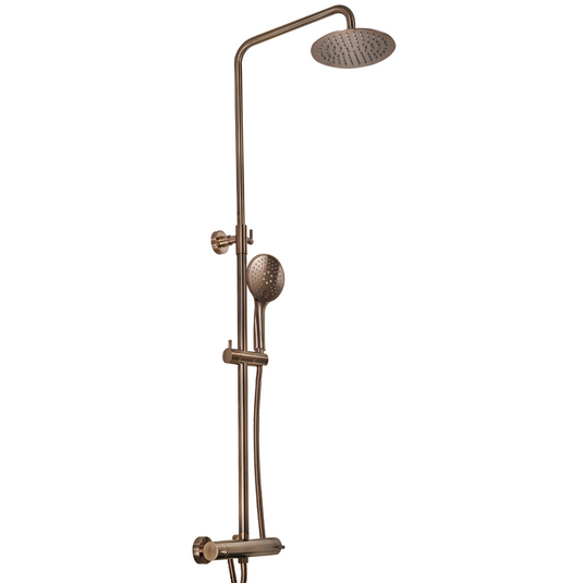 JTP VOS Thermostatic Bar Valve with 2 Outlets, Adjustable Riser and Shower Kit Cool Touch Brushed Bronze | 219081BRZ - Envy Bathrooms Ltd