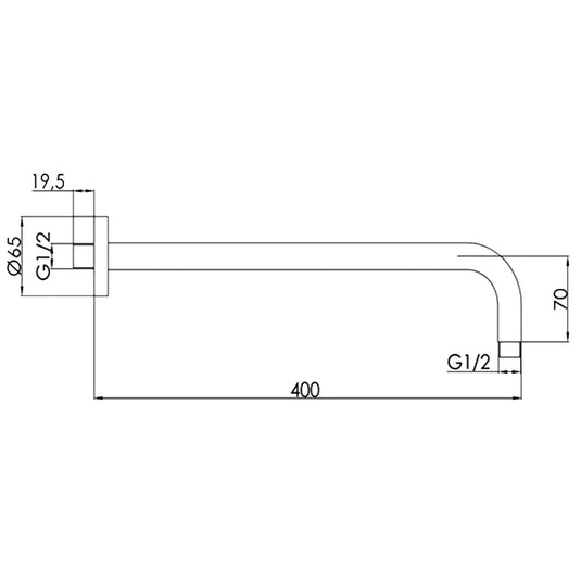 JTP Vos Wall Mounted Shower Arm 400mm - Brushed Brass - Envy Bathrooms Ltd