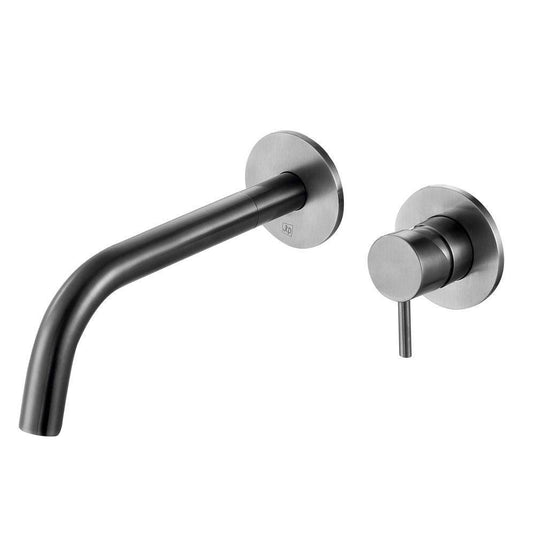 JTP Vos Wall Mounted Single Lever Basin Mixer Tap with Spout 250mm - Brushed Black - Envy Bathrooms Ltd