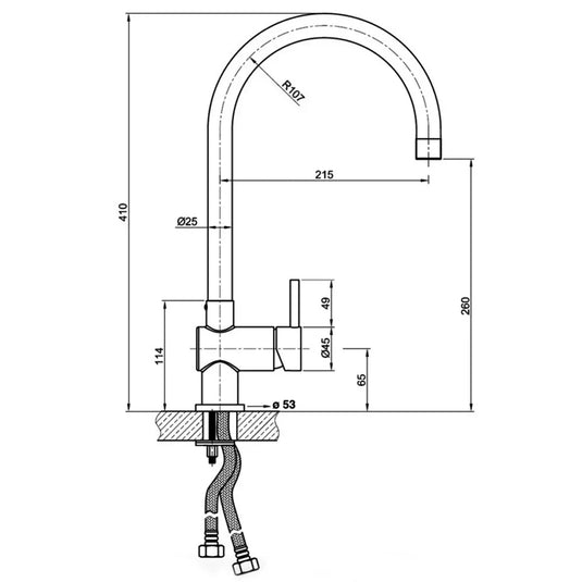 JTP Zeeca Mono Kitchen Sink Mixer Tap - Stainless Steel - Envy Bathrooms Ltd