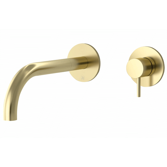 JTP Vos 2-Hole Wall Mounted Basin Mixer Tap - Brushed Brass - Envy Bathrooms Ltd