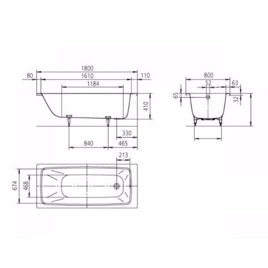 Kaldewei Cayono 751 1800x800mm Single Ended Bath 0TH | 275100010001