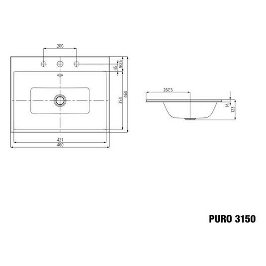 Kaldewei Puro 3150 Built-In Basin 460x460mm 0TH White | 900006003001