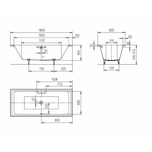 Kaldewei Puro Duo 664 1800x800mm Double Ended Bath 0TH | 266400010001