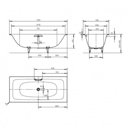 Kaldewei Silenio 1700x750mm Double Ended Bath Alpine White | 267400010001