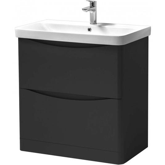 Kartell Arc Floor Standing 2-Drawer Vanity Unit with Basin 800mm Wide - Matt Graphite - Envy Bathrooms Ltd
