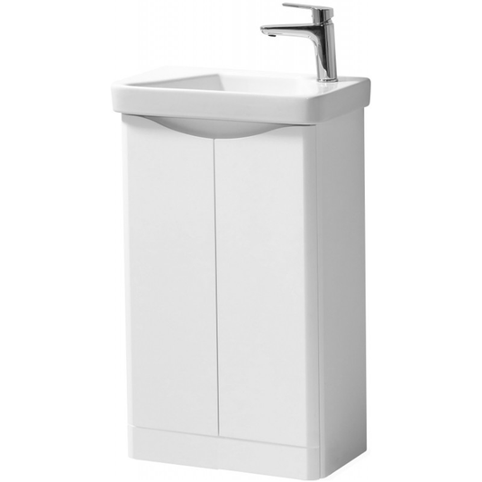 Kartell Arc Floor Standing 2-Door Cloakroom Vanity Unit with Basin 500mm Wide - White - Envy Bathrooms Ltd