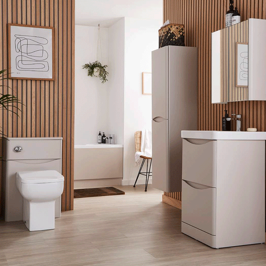 Kartell Arc Floor Standing 2-Drawer Vanity Unit with Basin 500mm Wide - Matt Cashmere - Envy Bathrooms Ltd
