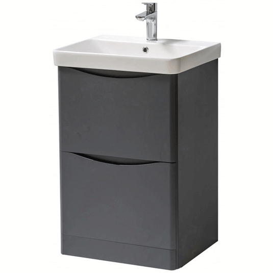 Kartell Arc Floor Standing 2-Drawer Vanity Unit with Basin 500mm Wide - Matt Graphite - Envy Bathrooms Ltd