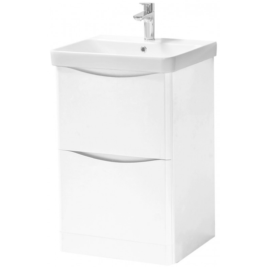 Kartell Arc Floor Standing 2-Drawer Vanity Unit with Basin 500mm Wide - Gloss White - Envy Bathrooms Ltd