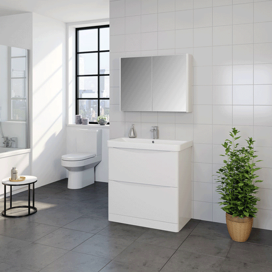Kartell Arc Floor Standing 2-Drawer Vanity Unit with Basin 600mm Wide - Gloss White - Envy Bathrooms Ltd