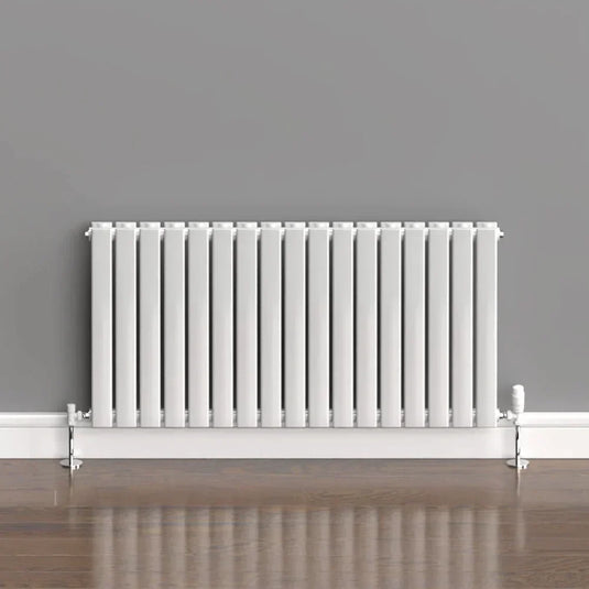Kartell Boston Double Designer Horizontal Radiator 600mm H x 1190mm W - White - Envy Bathrooms Ltd