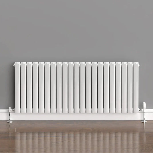 Kartell Boston Double Designer Horizontal Radiator 600mm H x 1470mm W - White - Envy Bathrooms Ltd