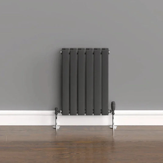 Kartell Boston Double Designer Horizontal Radiator 600mm H x 420mm W - Anthracite - Envy Bathrooms Ltd