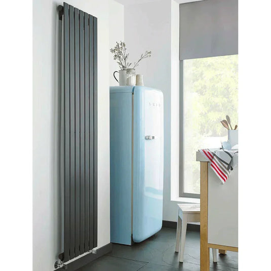 Kartell Boston Double Vertical Designer Radiator 1800mm H x 410mm W - Matt Anthracite - Envy Bathrooms Ltd