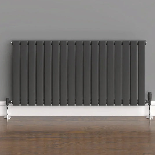 Kartell Boston Single Designer Horizontal Radiator 600mm H x 1190mm W - Anthracite - Envy Bathrooms Ltd