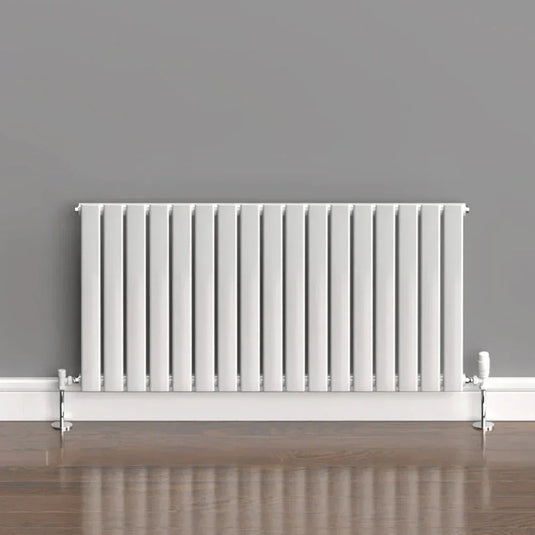 Kartell Boston Single Designer Horizontal Radiator 600mm H x 1190mm W - White - Envy Bathrooms Ltd