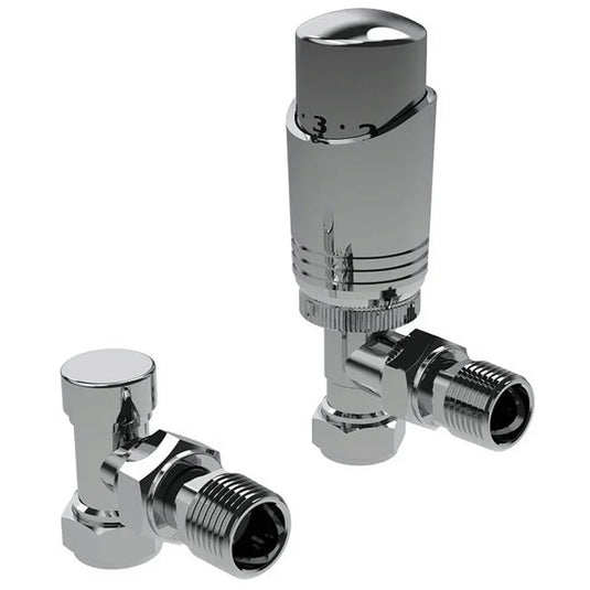 Kartell K-Design Thermostatic Angled Radiator Valves Pair - Chrome - Envy Bathrooms Ltd