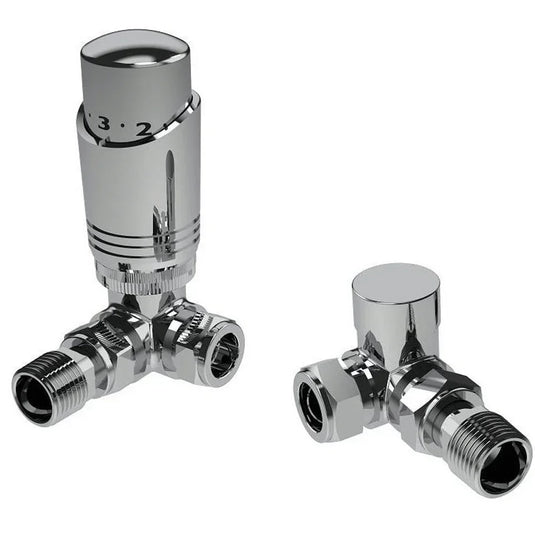 Kartell K-Design Thermostatic Corner Radiator Valves Pair - Chrome - Envy Bathrooms Ltd