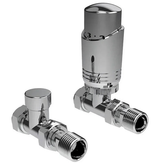 Kartell K-Design Thermostatic Straight Radiator Valves Pair - Chrome - Envy Bathrooms Ltd