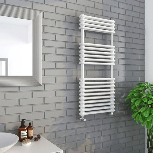 Kartell Kolumn Designer Heated Towel Rail 1140mm H x 500mm W - Gloss White - Envy Bathrooms Ltd