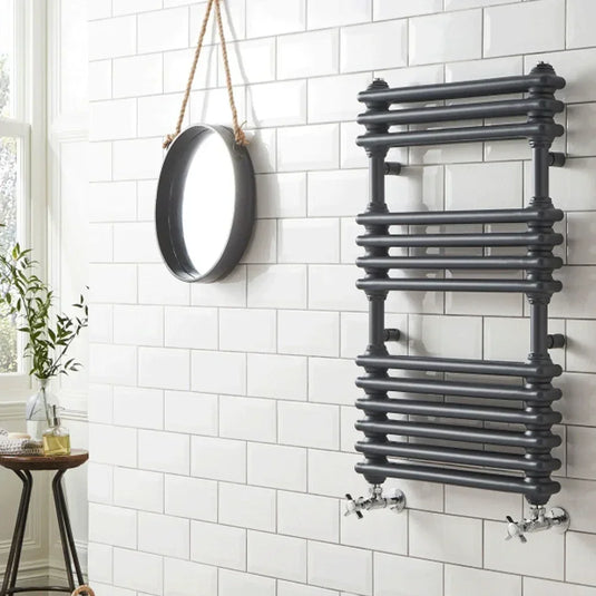 Kartell Kolumn Designer Heated Towel Rail 832mm H x 500mm W - Matt Anthracite - Envy Bathrooms Ltd