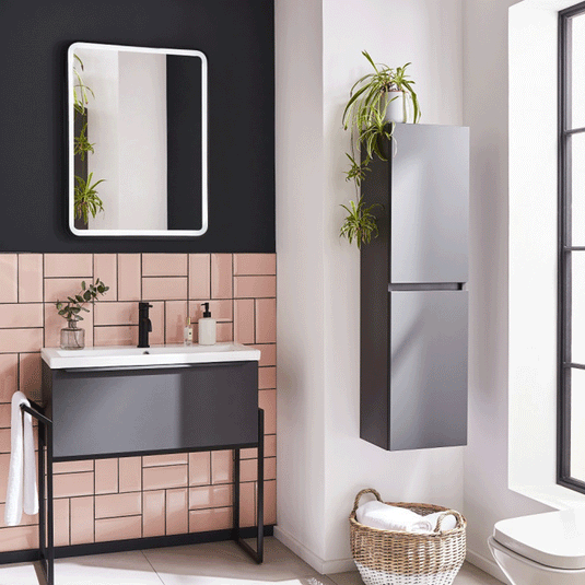 Kartell Nero Rectangular Bathroom Mirror 700mm H x 500mm W - Illuminated - Chrome - Envy Bathrooms Ltd