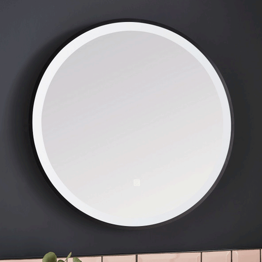 Kartell Nero Round Bathroom Mirror 600mm H x 600mm W - Illuminated - Chrome - Envy Bathrooms Ltd
