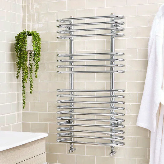 Kartell Oakland Designer Heated Towel Rail 1180mm H x 500mm W - Chrome - Envy Bathrooms Ltd