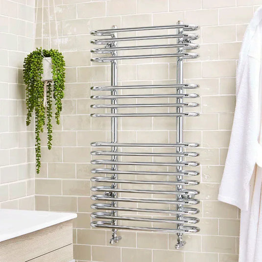 Kartell Oakland Designer Heated Towel Rail 920mm H x 500mm W - Chrome - Envy Bathrooms Ltd