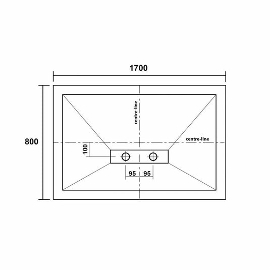 Kudos Connect 2 1700 x 800mm Slate Rectangle Shower Tray with waste - Grey - Envy Bathrooms Ltd
