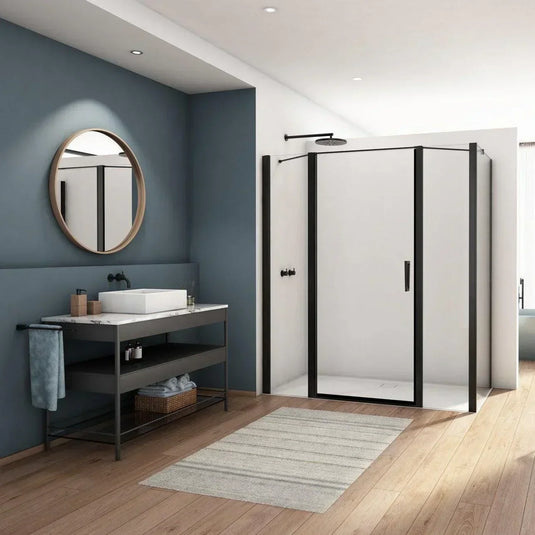Kudos Divera 800mm Pivot Door - Matt Black - K22T10800607-0001 - Envy Bathrooms Ltd