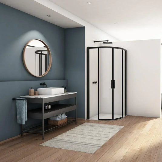 Kudos Divera 800mm Quadrant Sliding Double Door - Matt Black - K22SRB550800607-0001 - Envy Bathrooms Ltd