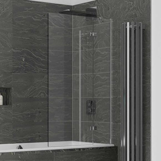 Kudos Inspire 950mm 2 Panel Out-Swing 6mm Bath Screen with Towel Rail (RH) - Envy Bathrooms Ltd